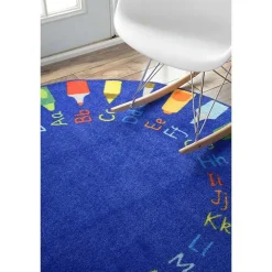 Rainbow Alphabet Round Rug, 8 ft.