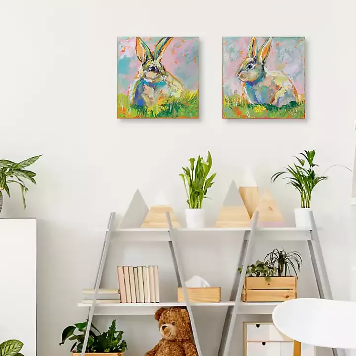 Rainbow Bunny 2-pc. Easter Canvas Wall Art Set