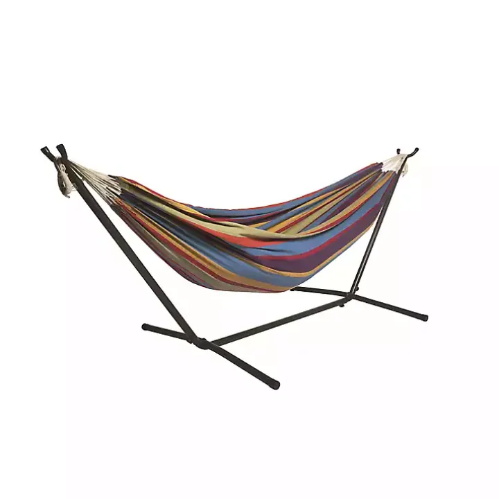 Rainbow Double Hammock with Stand and Carry Bag