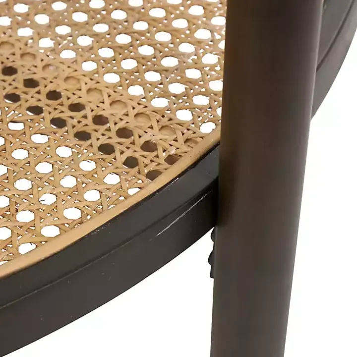 Rattan and Glass 2-Tier Coffee Table