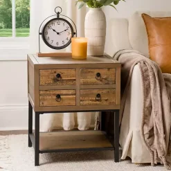 Reclaimed Wood Accent Table with Keeping Drawers