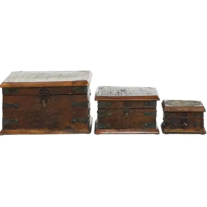 Reclaimed Wood Antique Box Set, Set of 3