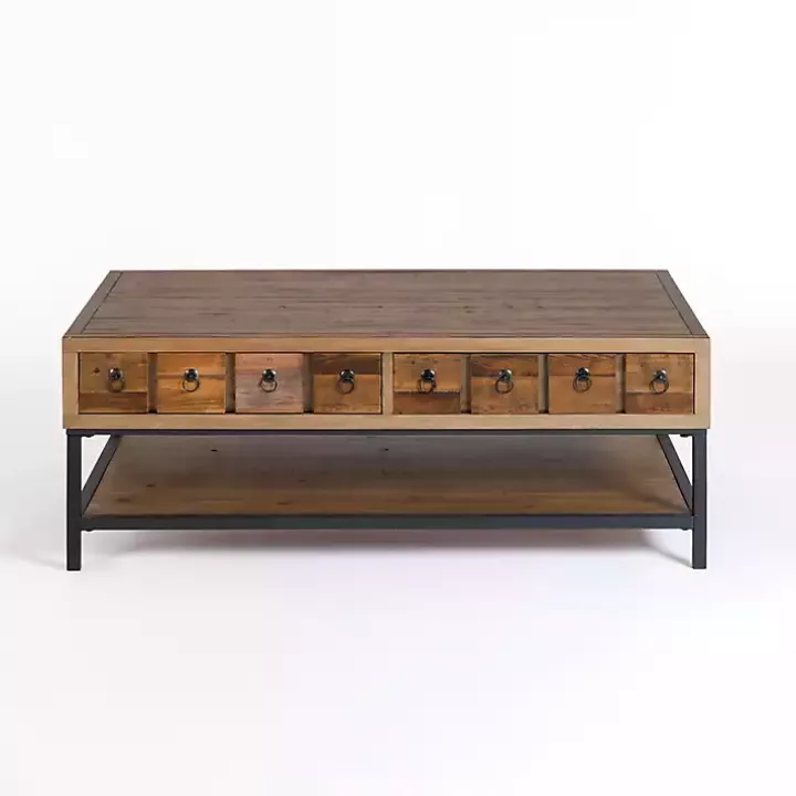 Reclaimed Wood Keeping Drawers Coffee Table