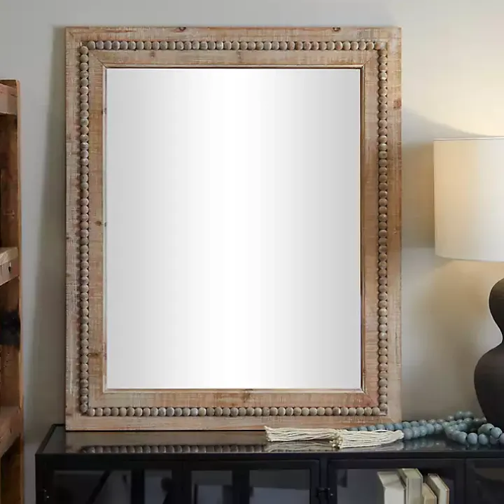 Rectangle Distressed Beaded Wall Mirror