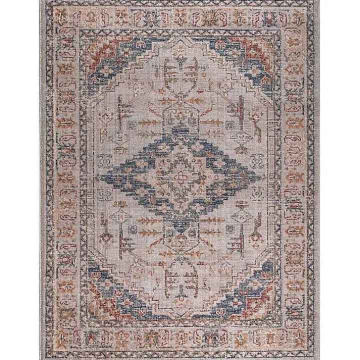 Red & Blue Vintage Medallion Area Rug, 5x7