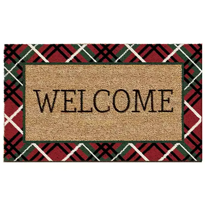 Red & Green Plaid Welcome Doormat