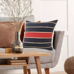 Red & Navy Nautical Rope Throw Pillow. 20x20