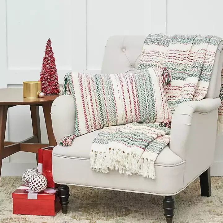 Red and Green Nordic Stripe Throw
