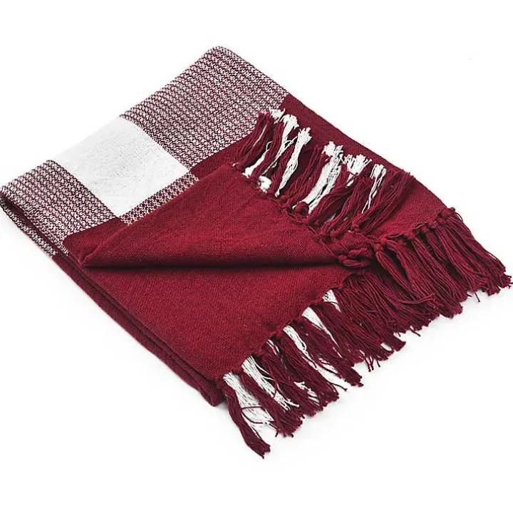 Red and White Plaid Organic Cotton Throw