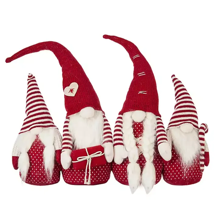 Red and White Plush Gnome Decoration
