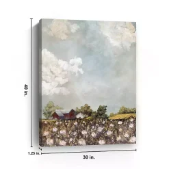 Red Barn and Field of Flowers Canvas Art Print