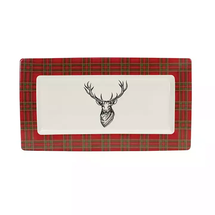 Red Deer Trim 2-pc. Christmas Platter Set