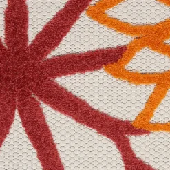 Red Floral Burst Outdoor Area Rug, 7x10