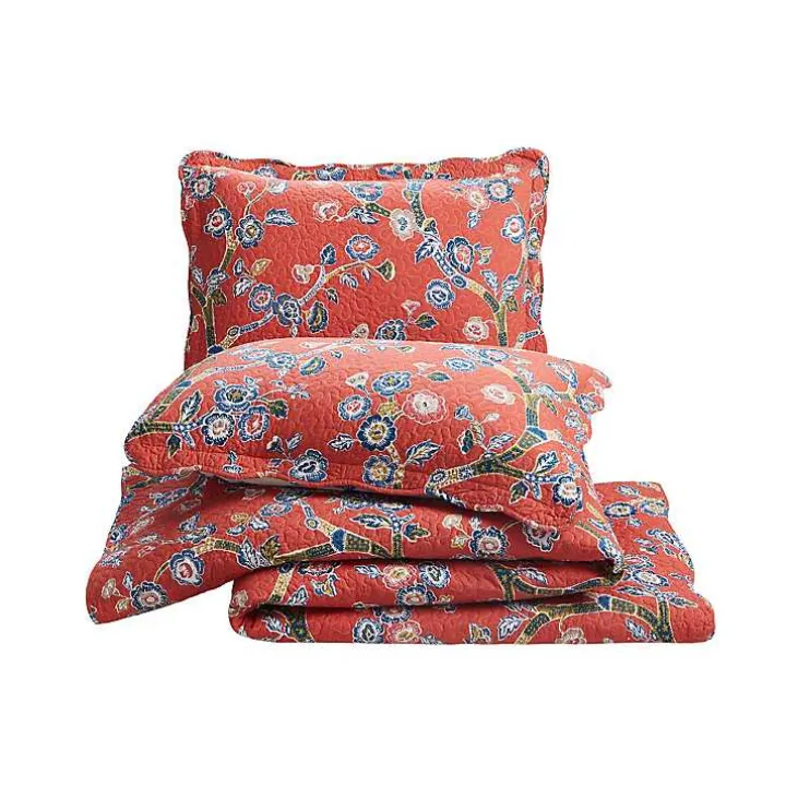Red Floral Dreams 3-pc. Full/Queen Quilt Set