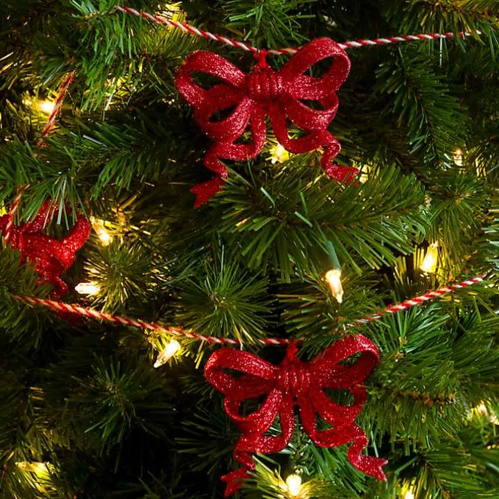 Red Glitter Bows Christmas Tree Garland