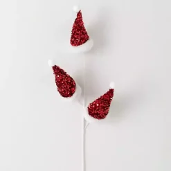 Red Glitter Santa Spray Stems, Set of 3