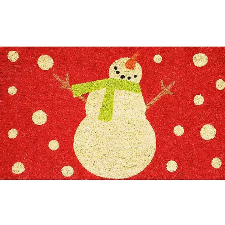 Red Happy Snowman Doormat
