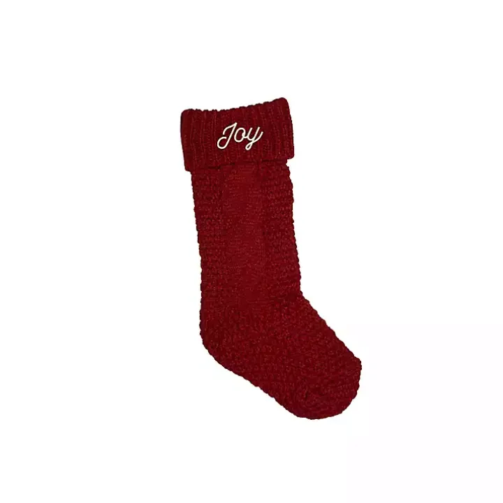 Red Joy Script Christmas Stocking