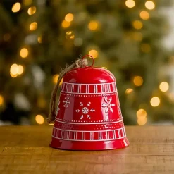 Red Metal Fair Isle Bell, 9 in.