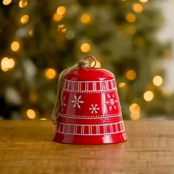 Red Metal Fair Isle Bell, 8 in.
