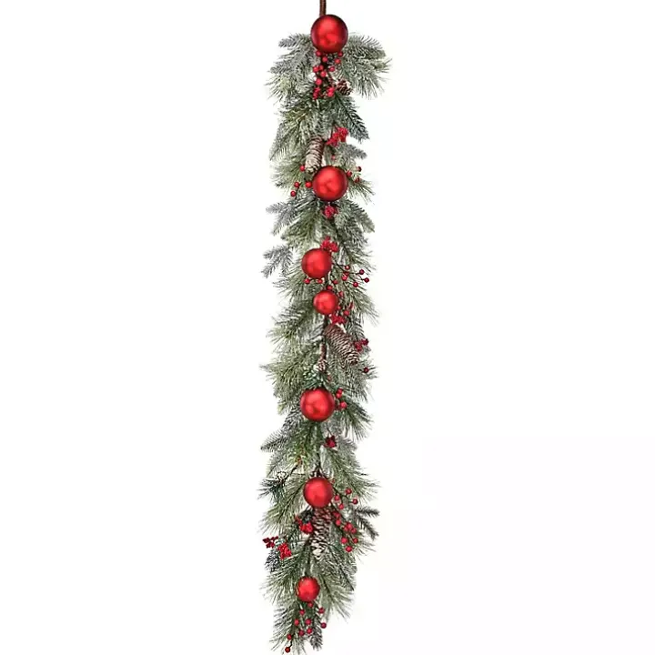 Red Ornament Frost Pine Waterproof Garland