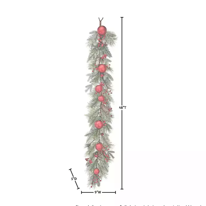 Red Ornament Frost Pine Waterproof Garland