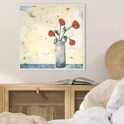 Red Picked Flowers Framed Canvas Art Print