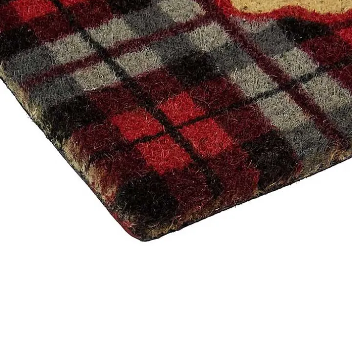 Red Plaid Merry Christmas Doormat