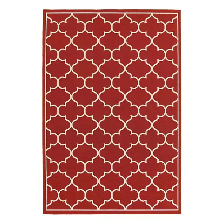 Red Quatrefoil Jenn Outdoor Rug, 5x7