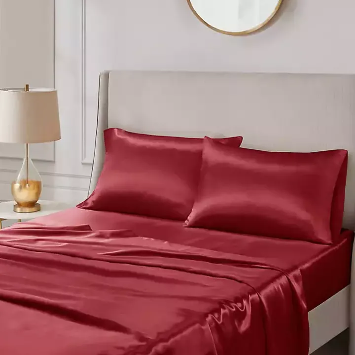 Red Satin King 2-pc. Pillow Case Set