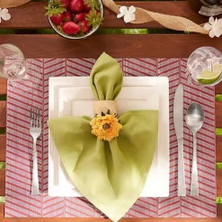 Red Textured Twill Weave Placemats, Set of 6