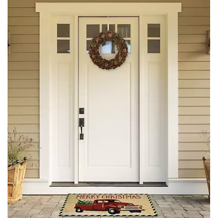 Red Truck Merry Christmas Tree Doormat