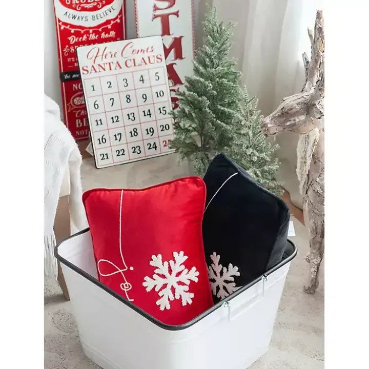 Red Velvet Joy Snowflake Lumbar Pillow