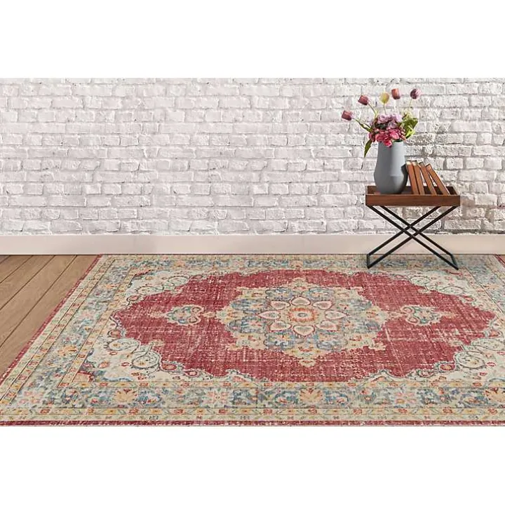 Red Vintage Medallion Area Rug, 2x3
