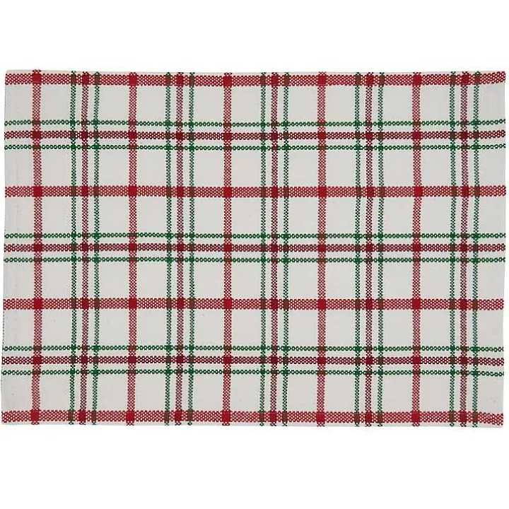 Red Wide Plaid Christmas Placemats, Set of 4
