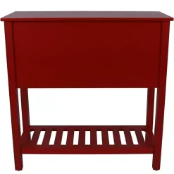 Red Wood 4-Drawer Console Table