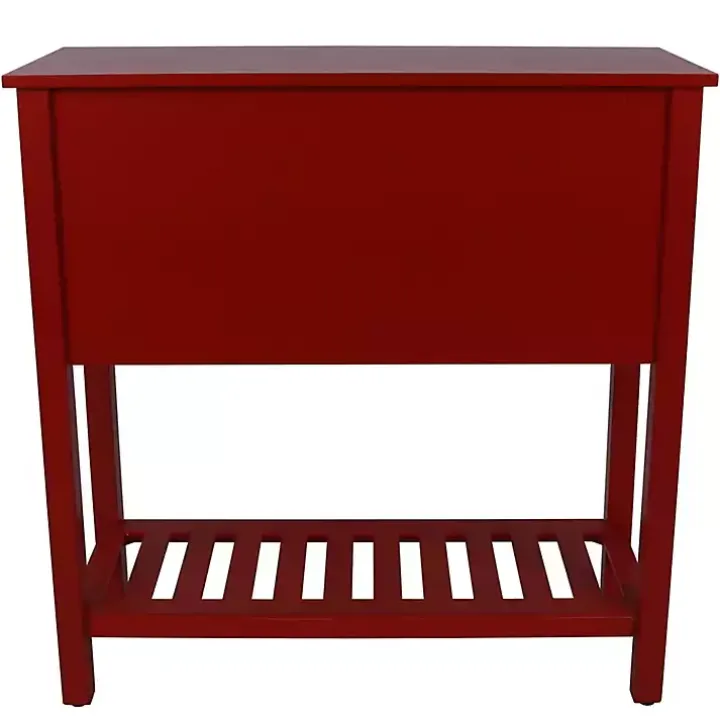 Red Wood 4-Drawer Console Table