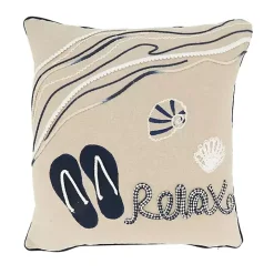 Relax Beachscape Embroidered Throw Pillow