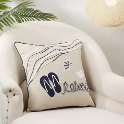 Relax Beachscape Embroidered Throw Pillow