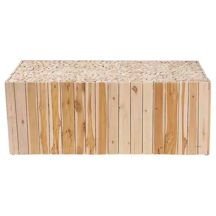 Repurposed Wood Logs Rectangle Coffee Table