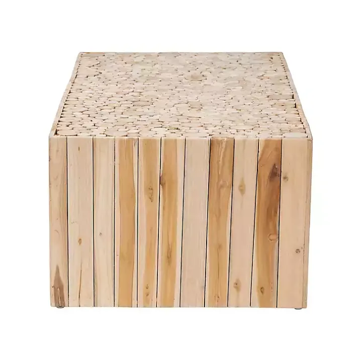Repurposed Wood Logs Rectangle Coffee Table