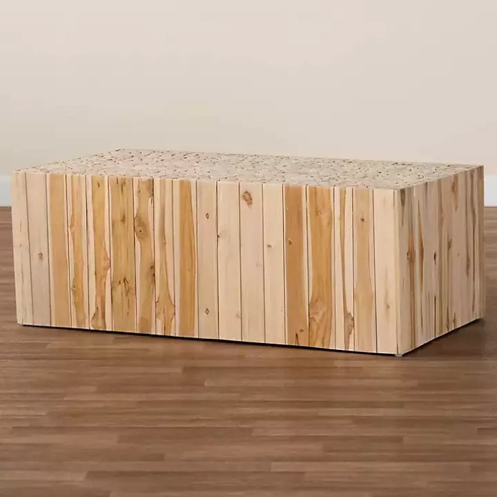 Repurposed Wood Logs Rectangle Coffee Table