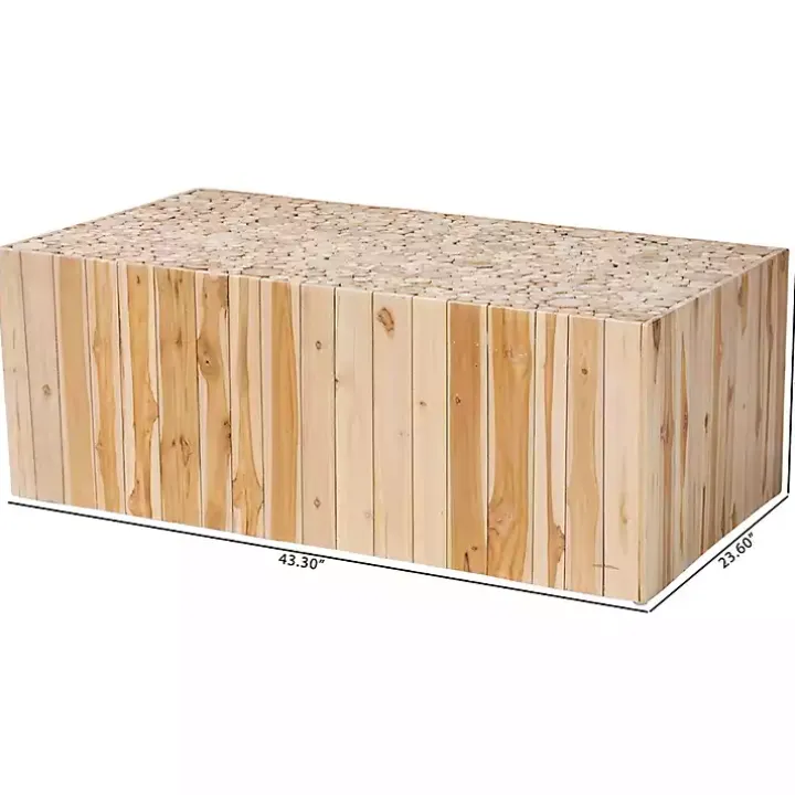 Repurposed Wood Logs Rectangle Coffee Table