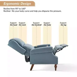 Rosalie Blue Upholstered Manual Recliner