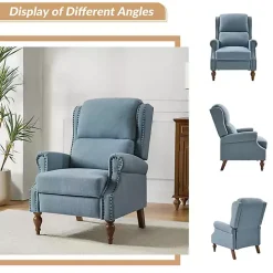 Rosalie Blue Upholstered Manual Recliner
