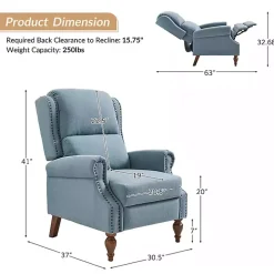 Rosalie Blue Upholstered Manual Recliner