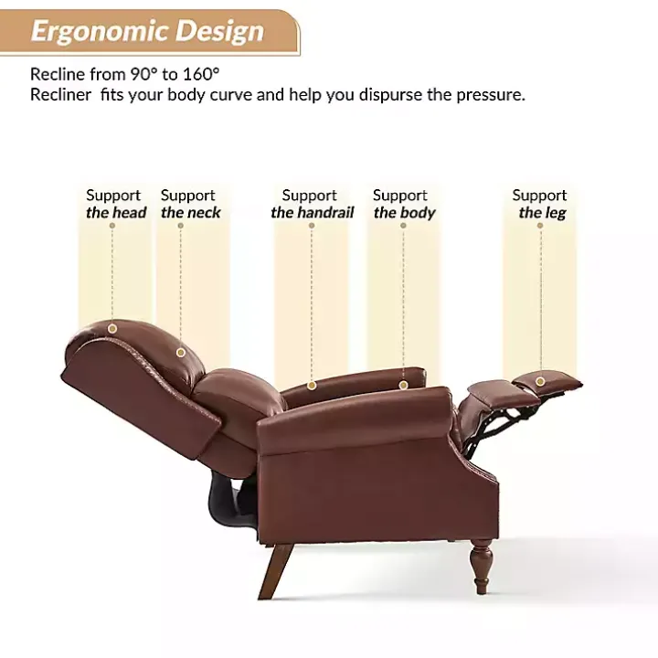 Rosalie Brown Faux Leather Manual Recliner
