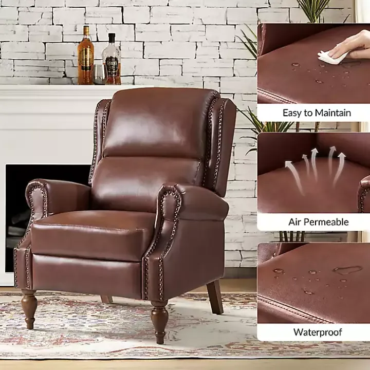 Rosalie Brown Faux Leather Manual Recliner