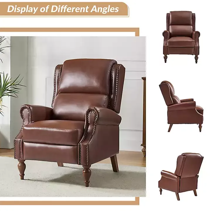Rosalie Brown Faux Leather Manual Recliner