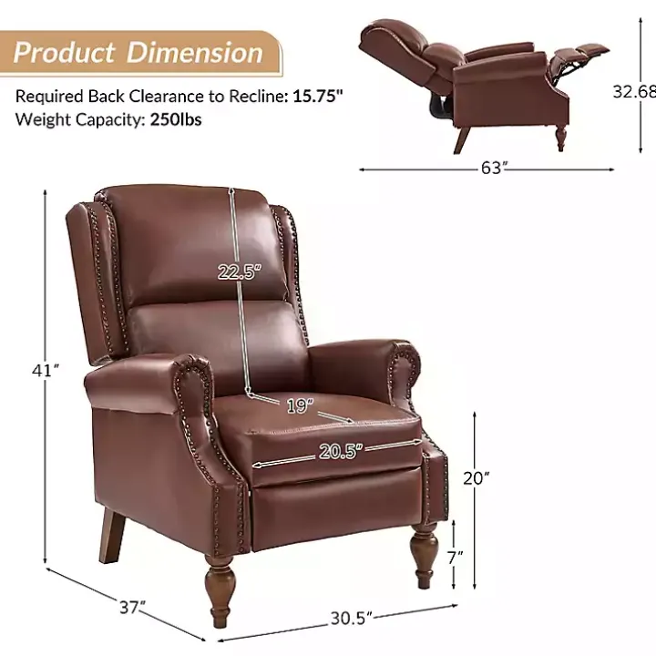 Rosalie Brown Faux Leather Manual Recliner